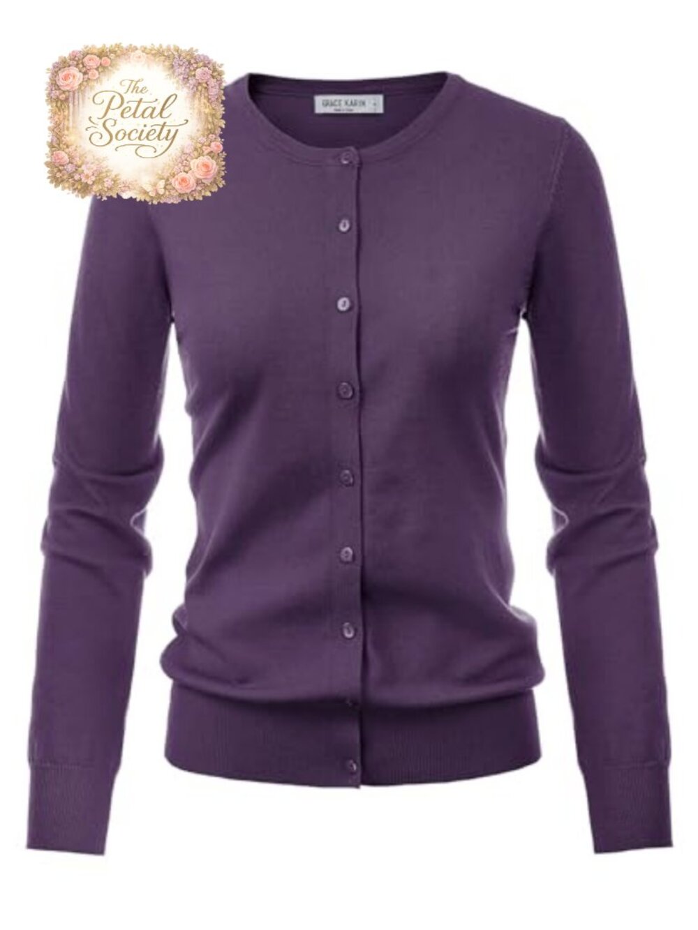Lightweight Button Up Knit Cardigan Long Sleeve Crew Neck Fall Sweater